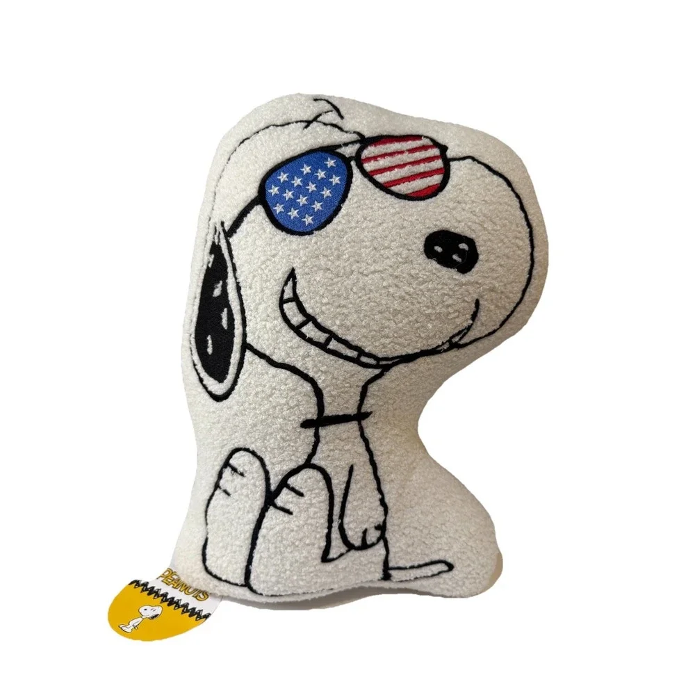 Peanuts‎ Snoopy USA American Flag Sunglasses 4th of July Summer Throw Pillow NEW
